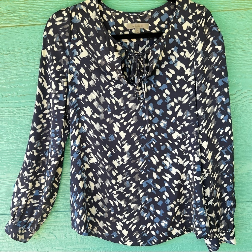 100% SILK CLASSIQUES ENTIER BLOUSE WATERCOLOR LS SIZE SMALL - Picture 2 of 8